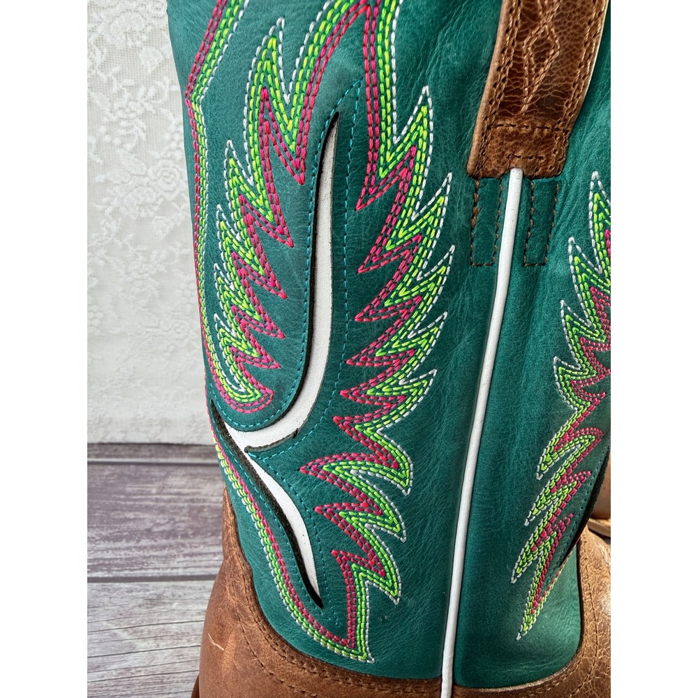 Ariat Futurity Colt Women Western Boots Tan Patina Cenote Green Leather 10051021 - Picture 12 of 16